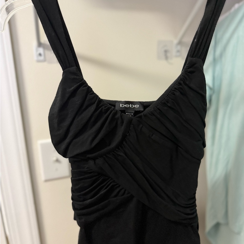Bebe Black Gathered Dress